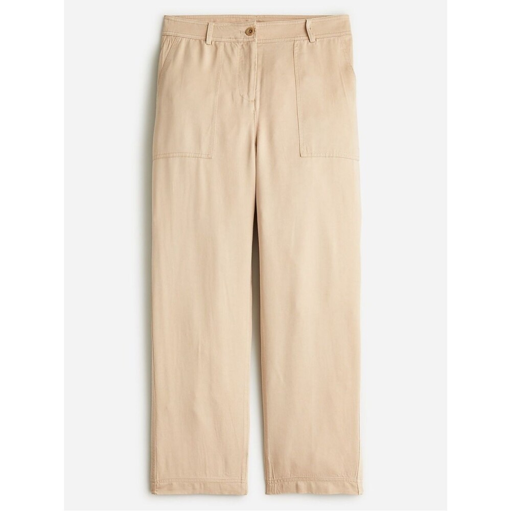 J. Crew Tan StraightLeg Pants Size 6 Lightweight Drapy Cargo Minimalist Neutral